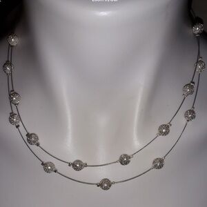 2pc wholesale Vintage White Stag Silver Double Strand Necklace new 16”adjustable